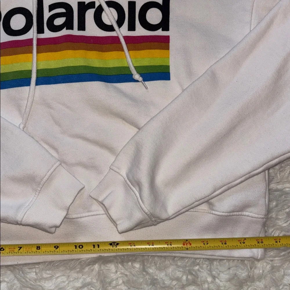Polaroid Fleece Cropped Boxy Hooded Sweatshirt, Size XL